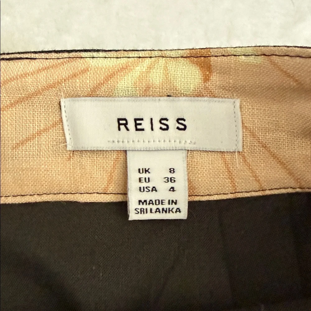Reiss | Jackson Linen Floral Front Slit Knee Length Pencil Skirt Pockets (4) - Picture 12 of 13